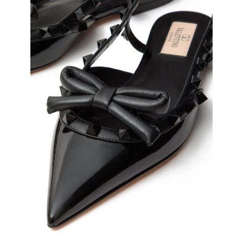 Rockstud Bow 平底鞋 黑色