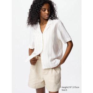 Uniqlo亚麻短袖开领衬衫