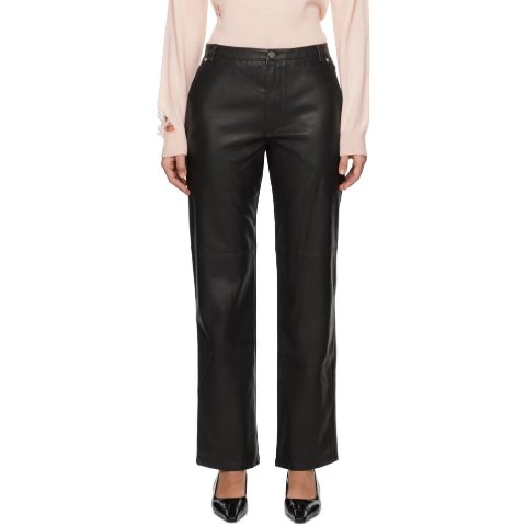 Straight Fit 黑色皮裤