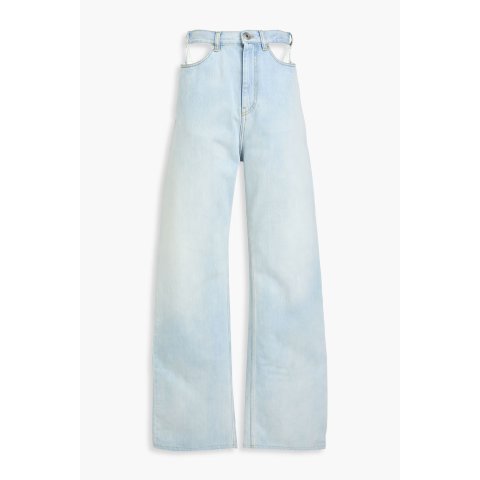 Cutout 高腰阔腿牛仔裤