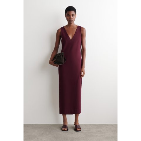 V-neck 裙子 中长款