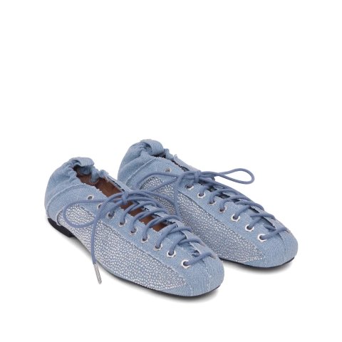 牛仔系带芭蕾鞋