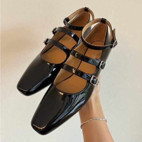 黑色 漆皮玛丽珍鞋
