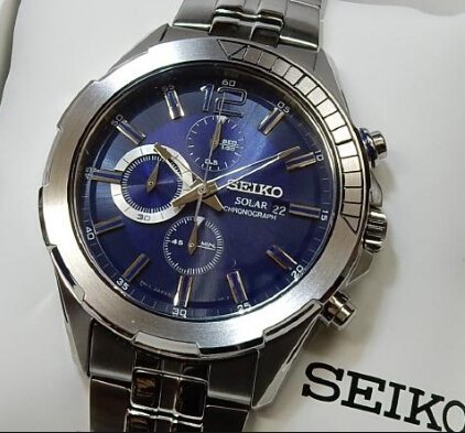 SEIKO Recraft Solar Chronograph Blue Dial Stainless steel Men's Watch  SSC381 - Dealmoon