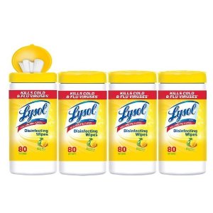 Lysol 消毒湿巾(柠檬和青柠花香), 4罐装, 320片