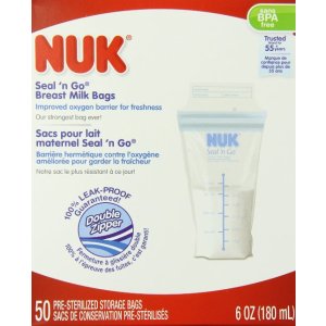 史低价！NUK Seal N Go无菌隔氧母乳存储袋, 50个