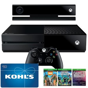 Xbox One 500GB 3游戏同捆+ Kinect 体感 送$50礼卡