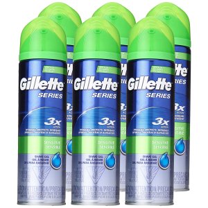 The Gillette Series Shave Gel With Aloe, Sensitive Skin, 7 Oz Bottle (Pack of 6)
