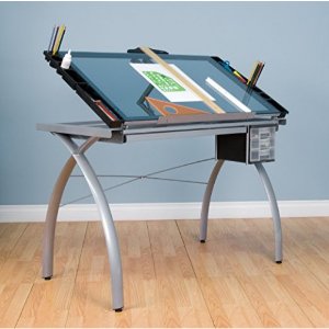 钢化玻璃可倾斜桌面专业绘图/手工桌