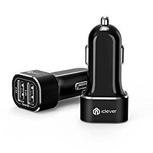 iClever BoostDrive 4.8A Dual Port USB Car Charger - Black