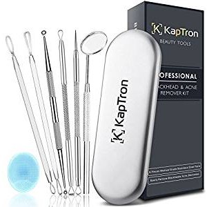 Complete Blackhead Remover Kit - Kaptron ™ 5 Piece Comedone Extractor Tool Set For Popping Pimples