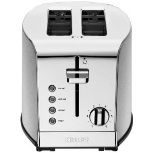 KRUPS KH732D Breakfast Set 2-Slot Toaster with Brushed and Chrome Stainless Steel Housing, 2-Slice, Silver