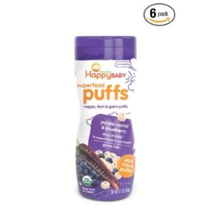 Happy Baby Organic Superfood Puffs, Purple Carrot & Blueberry, 2.1 Ounce (Pack of 6)