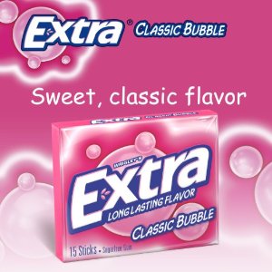 Extra Classic Bubble Sugarfree Gum, (Pack of 10)