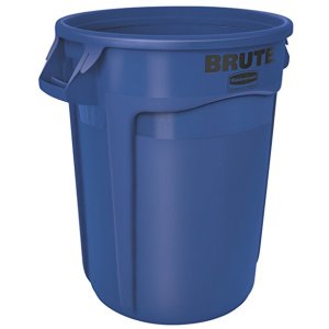 Roll over image to zoom in Rubbermaid Commercial 1779699 BRUTE Heavy-Duty Round Waste/Utility Container, 10-gallon, Blue