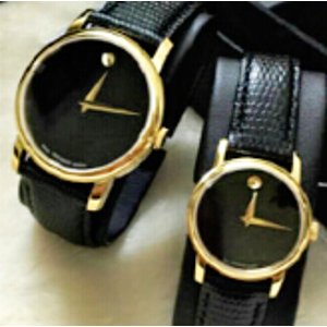 Movado Museum Black Dial Black Leather Men's and Women's Watches