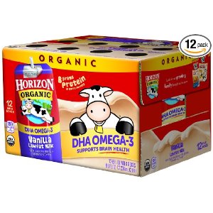 Horizon Organic Low Fat Organic Milk Box Plus DHA Omega-3, Vanilla, 8 Ounce (Pack of 12)