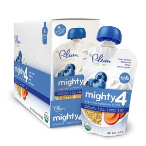 Plum Organics Mighty 4 Essential Nutrition Blend Pouch Blueberry , Pack of 12