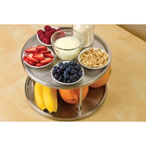 Lazy Susan Spice Rack Organizer Tabletop Turntable 2 Tier Stainless Steel Metal Turning Table