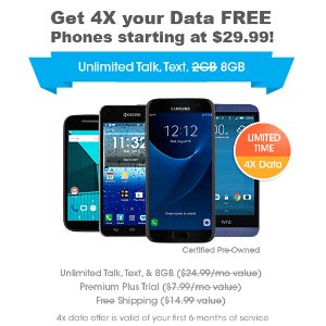Get 4x your data FREE w/ FreedomPop LTE Smartphones Refurbished
