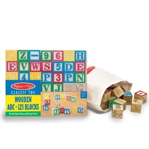 Melissa & Doug Deluxe 50-piece Wooden ABC/123 Blocks Set (colors may vary)