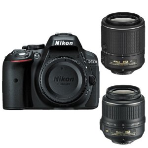 Nikon D5300 DX-Format 24.2MP DSLR Camera with 18-55mm & 55-200mm VR II Lenses  Factory Refurbished