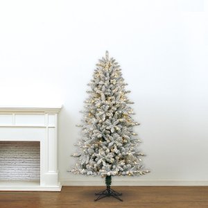 7' Member's Mark Artificial Pre-Lit LED Color-Changing Shelton Flocked Quick Set Simple Shape Christmas Tree