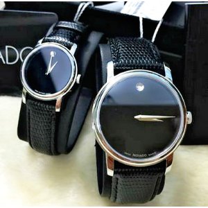 MOVADO Museum Black Dial Black Leather Strap Men's and Women's Watch