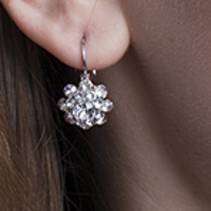 Flower Drop Earrings with Swarovski Crystals