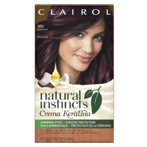 Clairol Natural Instincts Crema Keratina Hair Color Kit, Burgundy 4RV Eggplant Creme