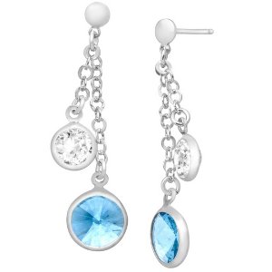 Drop Earrings with Blue & White Swarovski Crystals
