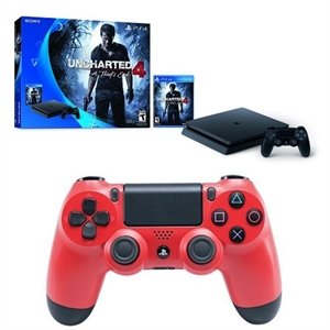 PS4 Slim 500 GB Uncharted 4 bundle + Dualshock 4 controller (Magma Red)