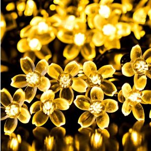 Y-ZONE Solar Christmas Blossom string Lighting 23ft 50 LED 8 Modes Warm White Flower Fairy Lights