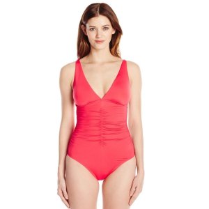 Calvin Klein Women's Solid Over The Shoulder One Piece Swimsuit