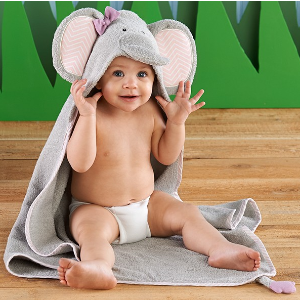Baby Aspen Splish Splash Elephant Bath Hooded Spa Towel, Gray