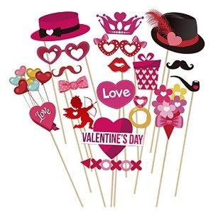 PBPBOX Valentines Day Photo Booth Props DIY Creative Funny Disguise Props 40 Pieces