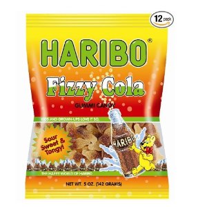 Haribo Gummi Candy, Fizzy Cola, 5-Ounce Bags (Pack of 12)