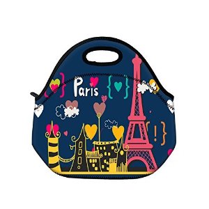 Schoolsupplies Red Paris Tower Insulated Neoprene Lunch Bag
