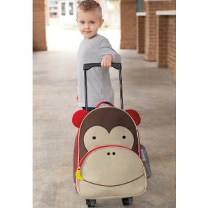 Skip Hop Zoo Little Kid and Toddler Travel Rolling Luggage Backpack, Ages 3+, Multi Marshall Monkey