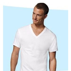 Hanes 男式V领白色T恤衫 (6件)