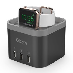 Oittm Apple watch4 Ports  Smart Charging  Nightstand (Black)