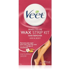 Veet Ready-to-use Wax Strip Kit, Hair Remover for Legs & Body , 40 Count