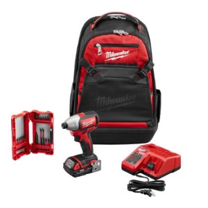 Milwaukee M18 18-Volt Lithium-Ion Brushless 1/4 in. Hex Impact Driver Kit with Backpack and Bit Set