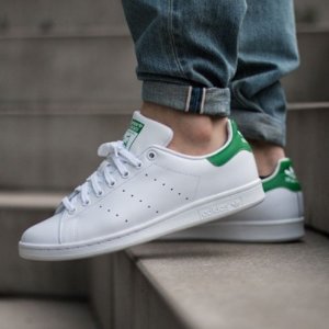 adidas Originals Men's Stan Smith Leather White/Green Athletic Sneakers