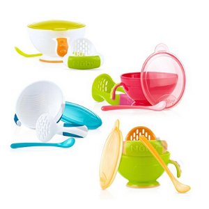 Nuby Garden Fresh Mash N' Feed Bowl with Spoon and Food Masher