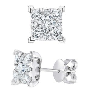 1.40ctw Princess cut Diamond stud  Earrings