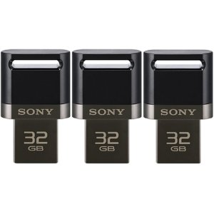 Sony 3-Pack 32GB USB 3.0 Flash Drive for Smartphone and Tablets