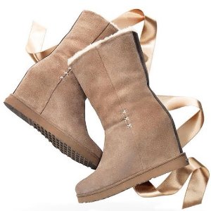 Koolaburra麂皮纯羊毛内坡跟女靴