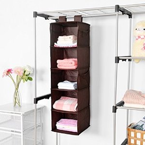 MaidMAX 5-Shelf Collapsible Hanging Accessory Shelves with 2 Widen Velcros for Clothes and Shoes Storage