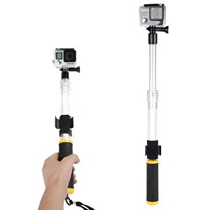 LOPOO Selfie Stick for Gopro 4/3+/3 Series Extendable Clear Floating Transparent Telescopic Remote Mount Clip